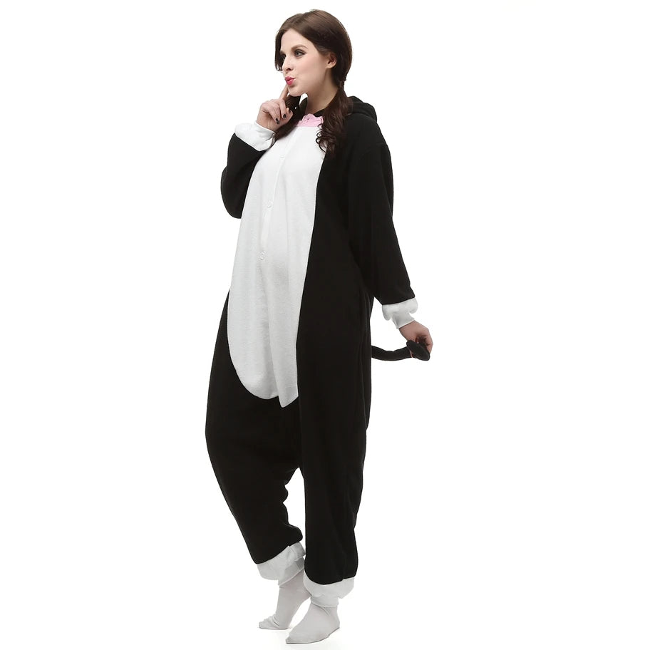 Black Cat-Inspired Fleece Onesie