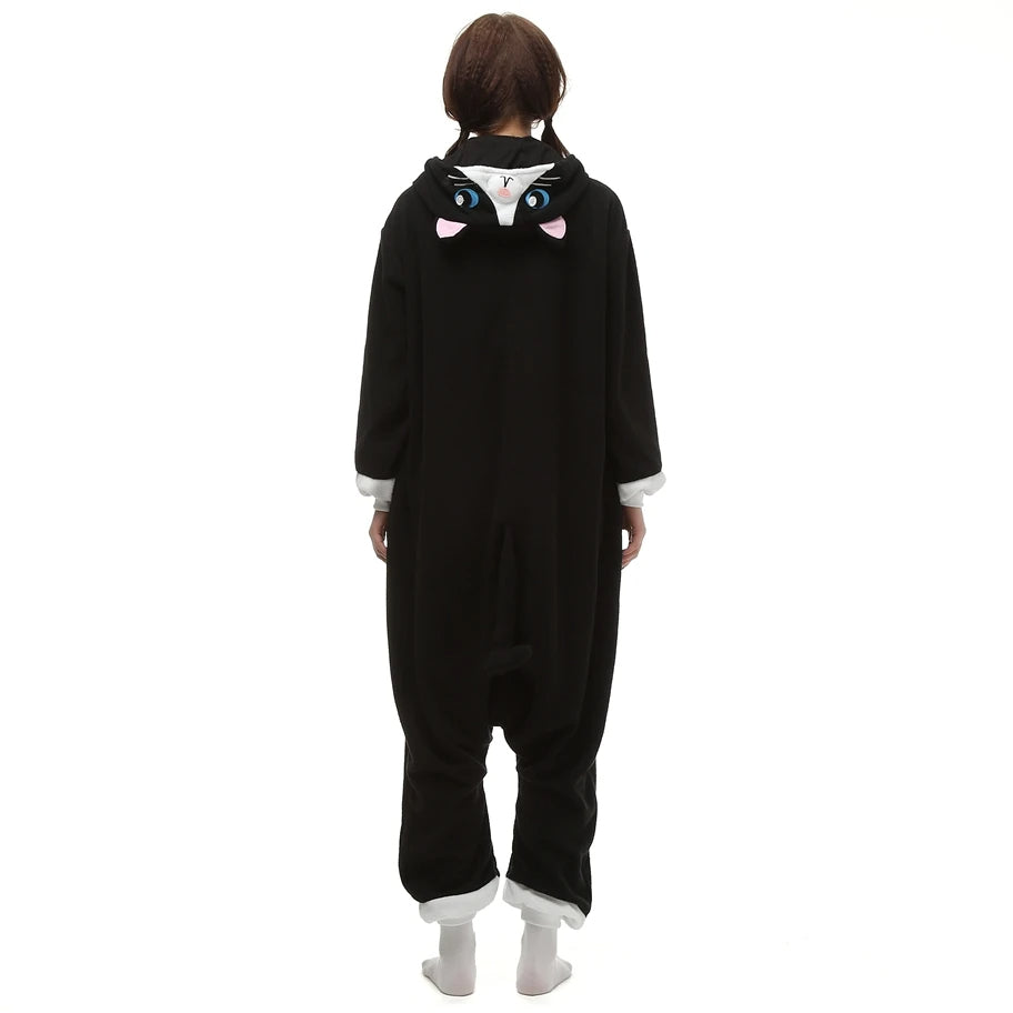 Black Cat-Inspired Fleece Onesie