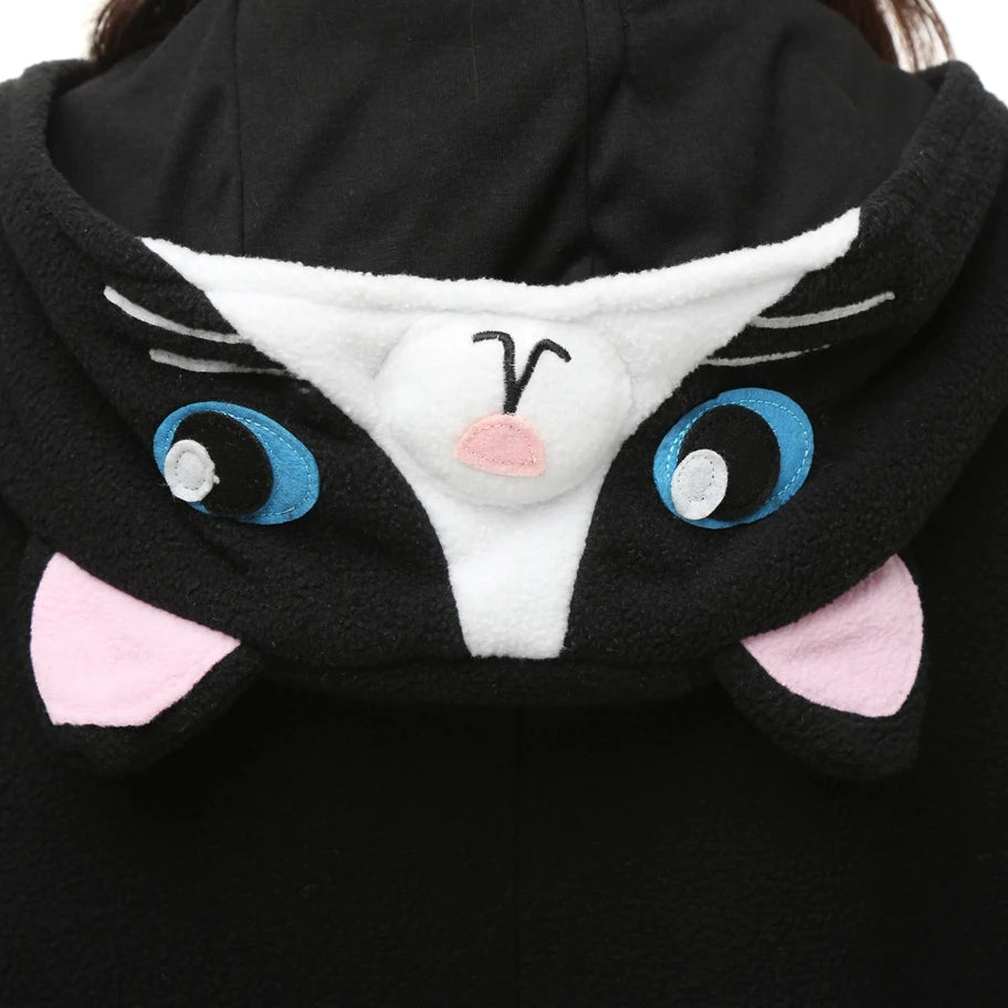 Black Cat-Inspired Fleece Onesie