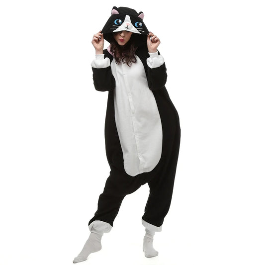 Black Cat-Inspired Fleece Onesie