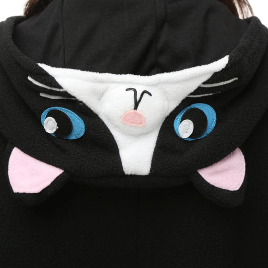 Black Cat-Inspired Fleece Onesie
